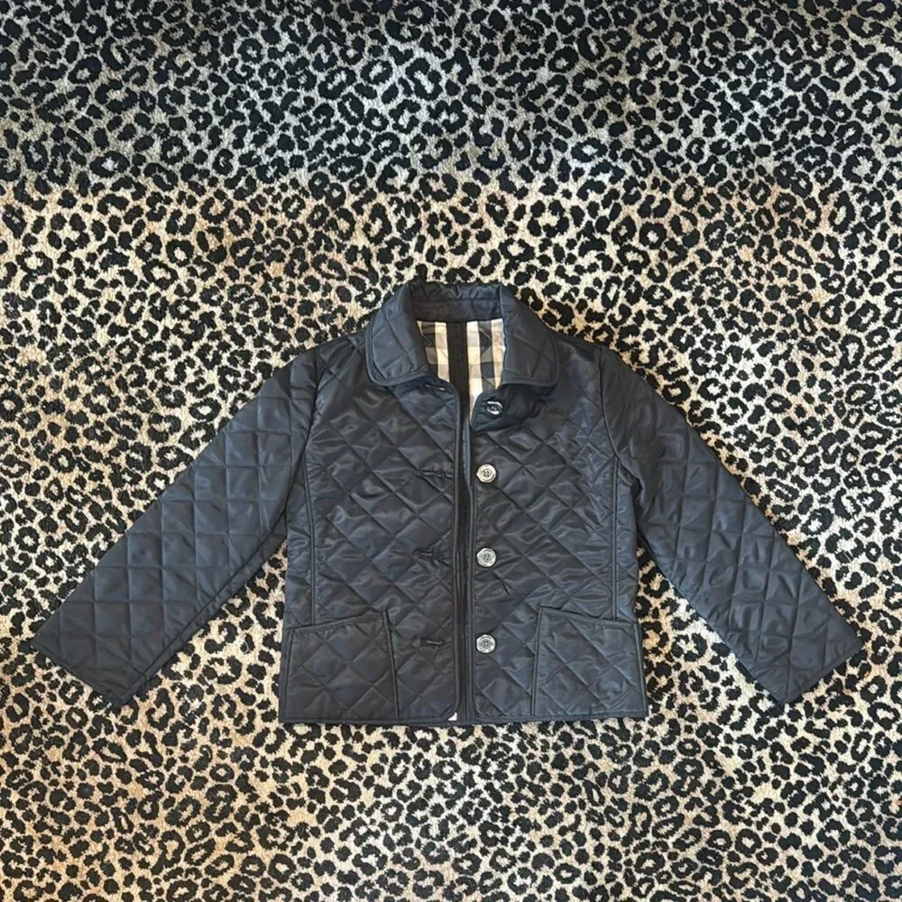 Burberry Children Black Diamond Quilted Jacket in size 5 youth